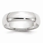 14k White Gold 6mm Lightweight Comfort Fit Wedding Band Ring