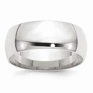 14k White Gold 8mm Lightweight Comfort Fit Wedding Band Ring