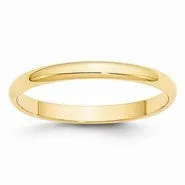 14k Yellow Gold 2.5mm Lightweight Half Round Wedding Band Ring