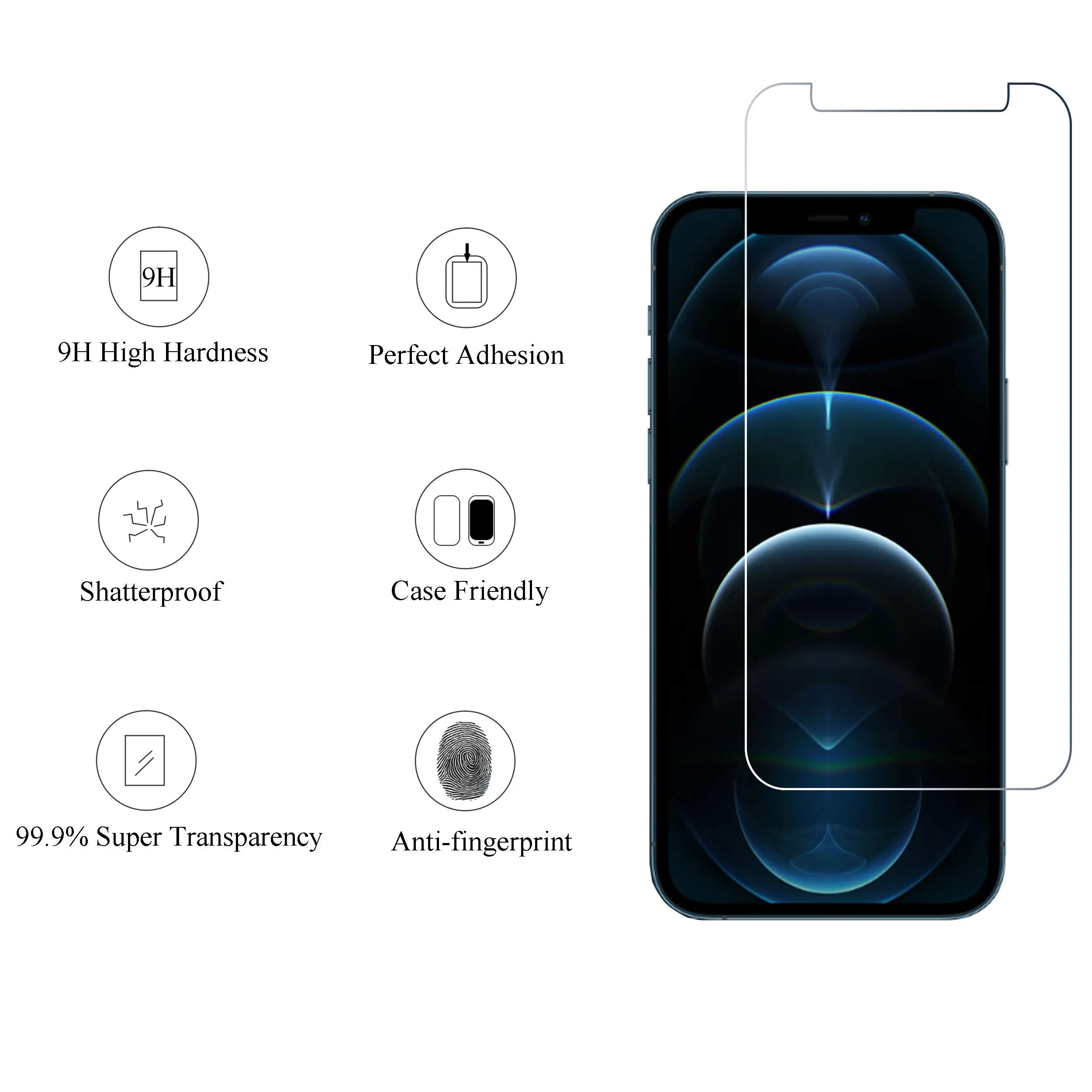 Ailun 2 Pack Screen Protector for iPhone 12 Pro Max [6.7 inch]   2 Pack Camera Lens Protector, Case Friendly Tempered Glass Film,[9H Hardness]- HD [4 Pack]