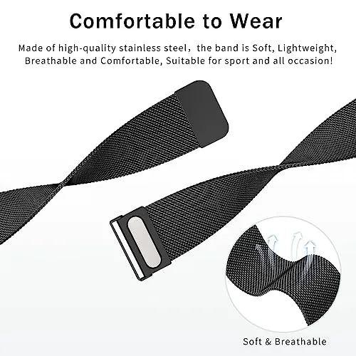 Amzpas bands Compatible with Garmin Vivoactive 4 Band, Garmin Venu 2 / Venu 3 Band for Women Men,Metal Stainless Steel Mesh Wristband Strap for Garmin Forerunner 745/265/255/255 Music SmartWatch (Black)