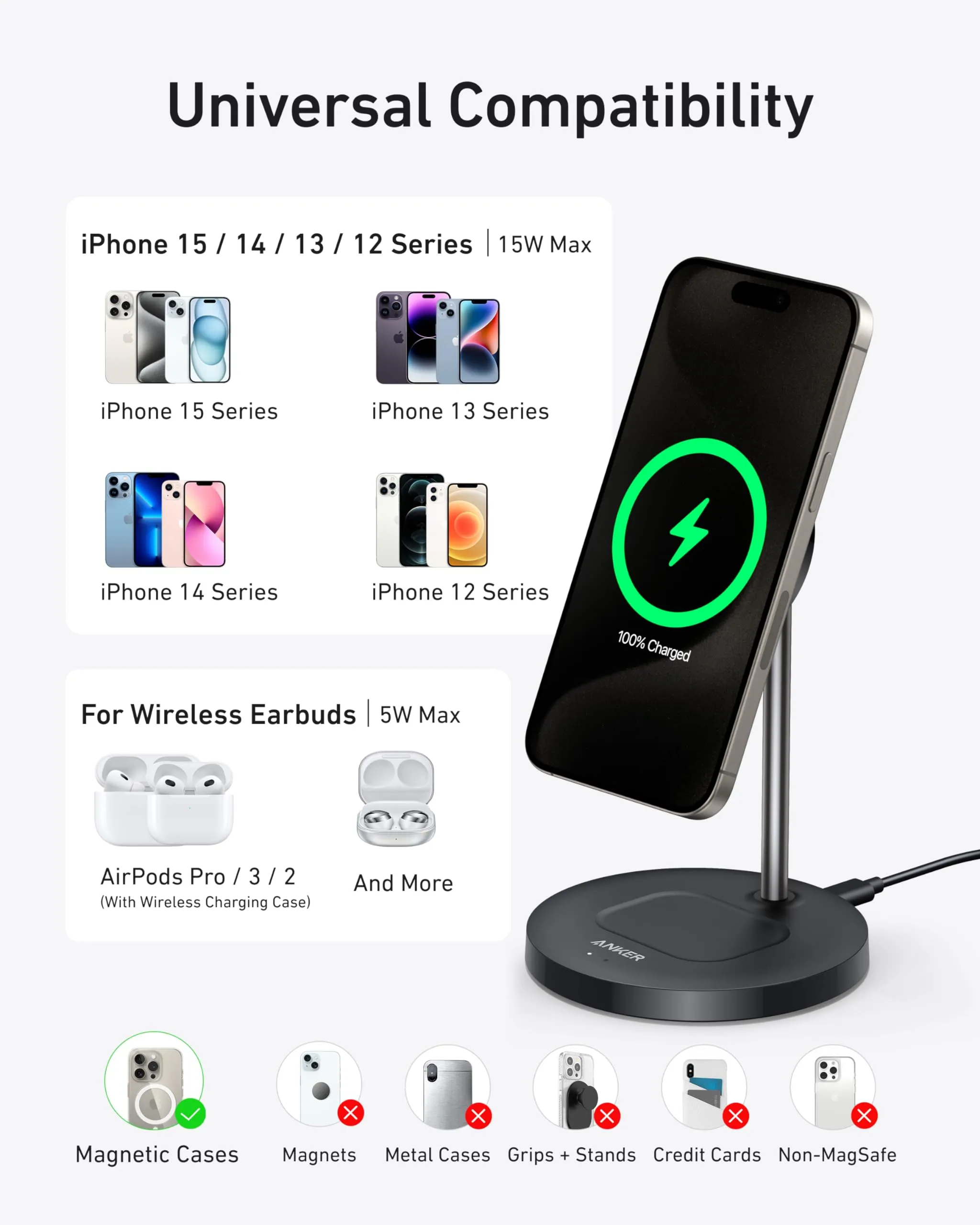 Anker MagGo Wireless Charger (2-in-1, Stand)