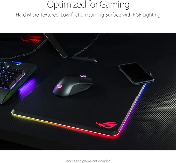 ASUS ROG Balteus Qi Vertical Gaming Mouse Pad with Wireless Charging, Aura Sync RGB Lighting, and USB Pass-Through