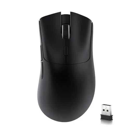 ATTACK SHARK R1 Wireless Gaming Mouse,Tri-Mode Connection (2.4G/Wired/BT5.2),55g Lightweight,18K DPI Optical Sensor,HUYU 20 Million Key Life,Ergonomic Design,for PC/Laptop/Win/Mac(Black)