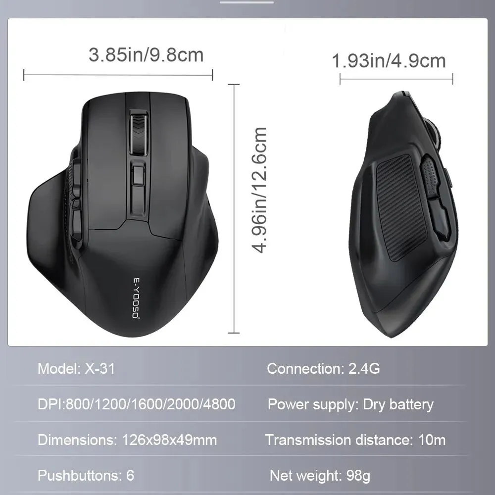 Best Gaming Mouse for Big Hands | E-YOOSO-PAW3212 4800 DPI 5 Buttons