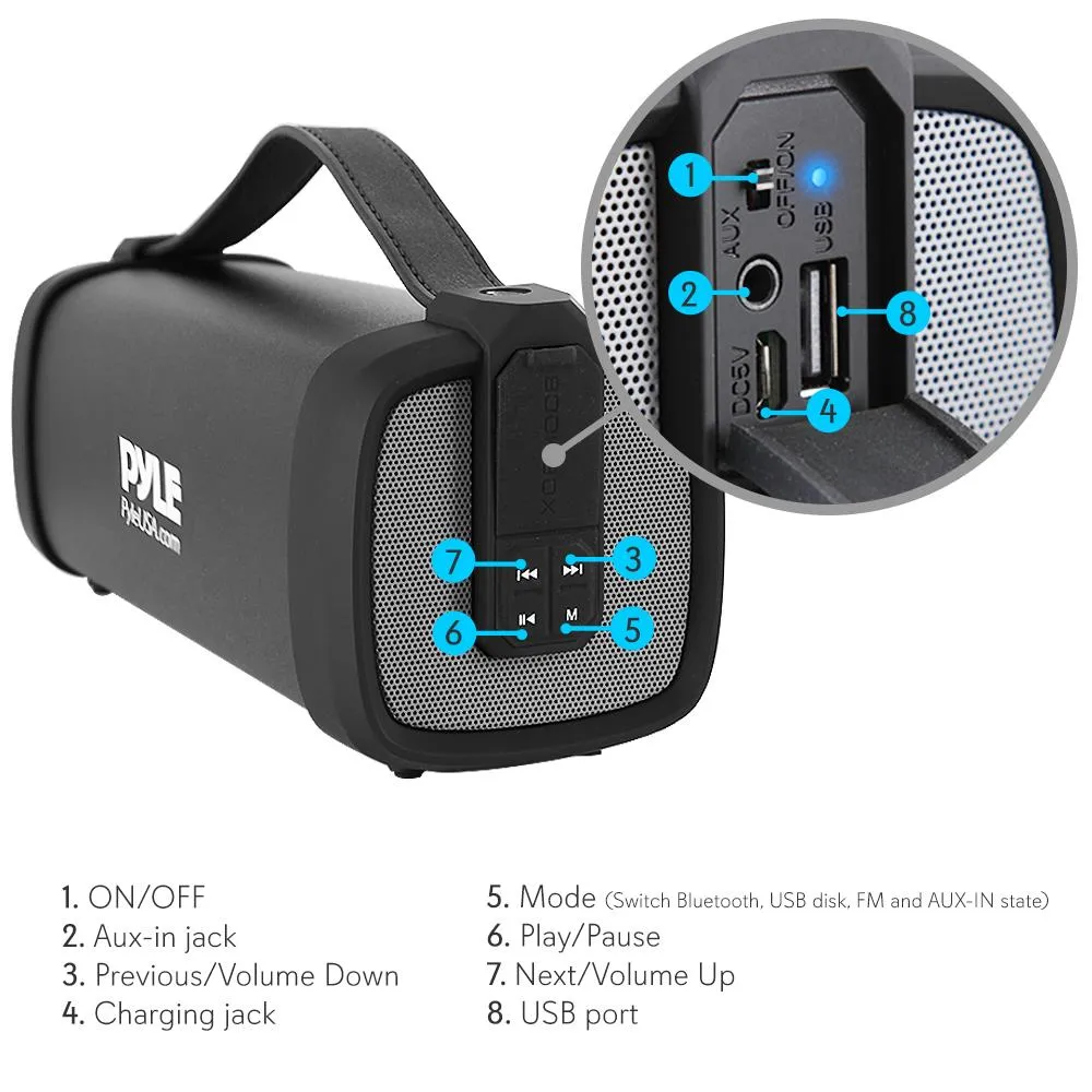 Compact & Portable Bluetooth Wireless Speaker With Built-In Rechargeable Battery, Mp3/Usb Reader, Fm Radio