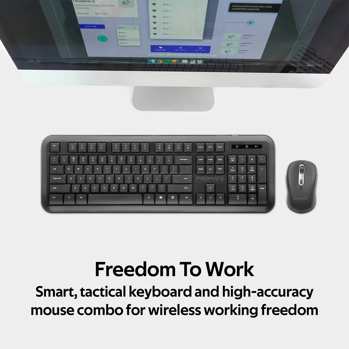 Dual Interface Full Size Wireless Keyboard & Mouse Combo