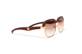 HIGH ROLLER 1 18KT Gold & Brown Wood, Gradient Brown Lenses