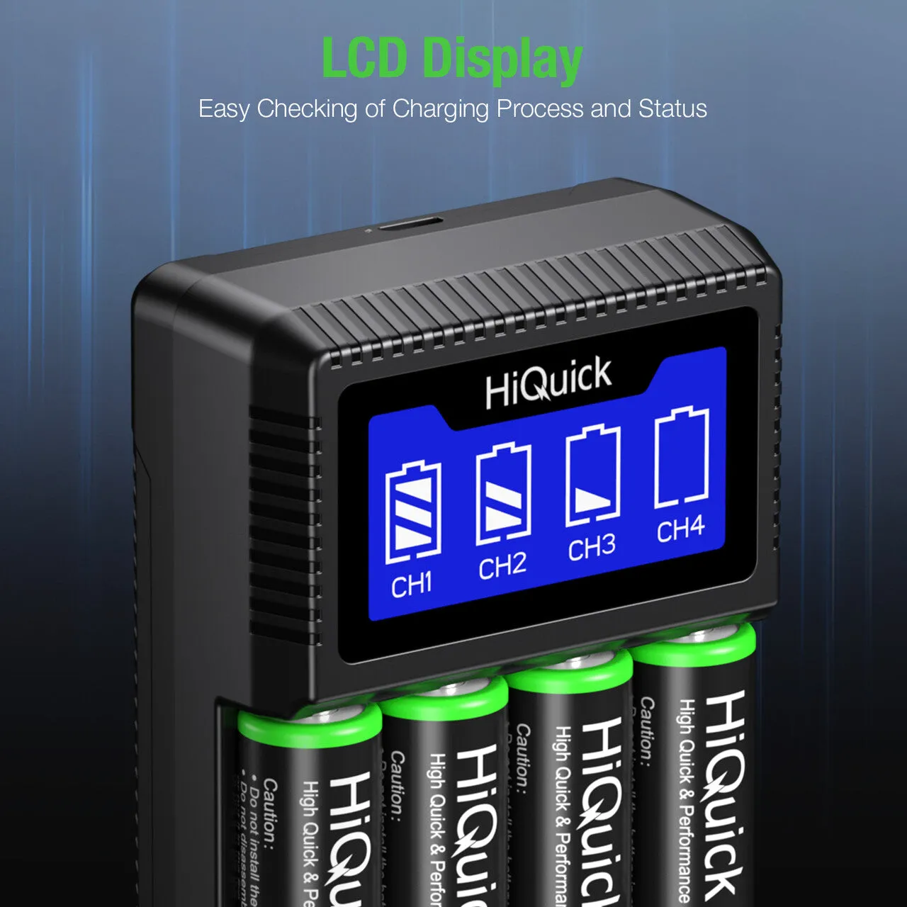 HiQuick 4 Bay AA/AAA NiMH/Ni-CD Battery Charger