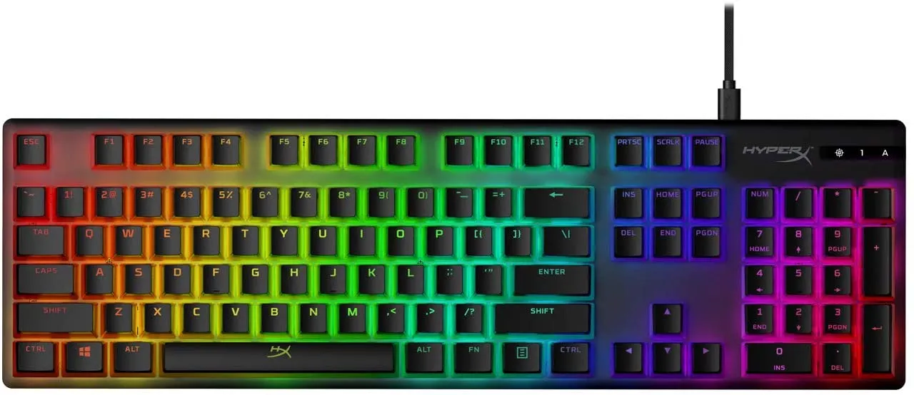 HyperX Pudding Keycaps - Double Shot PBT Keycap Set with Translucent Layer, for Mechanical Keyboards, Full 104 Key Set, OEM Profile, English (US) Layout - Black