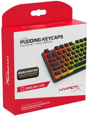 HyperX Pudding Keycaps - Double Shot PBT Keycap Set with Translucent Layer, for Mechanical Keyboards, Full 104 Key Set, OEM Profile, English (US) Layout - Black