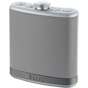 IHOME iBT12SC Rechargeable Flask-Shaped Bluetooth(R) Stereo Speaker with Custom Sound Case (Silver)