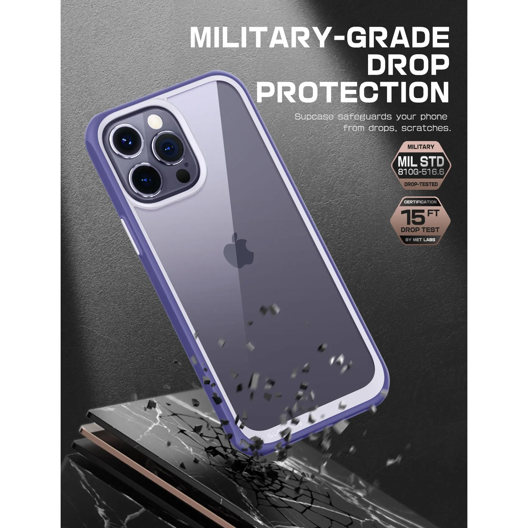 iPhone 14 Pro 6.1 inch Unicorn Beetle Style Slim Clear Case-Deep Purple