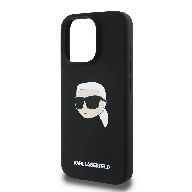 Karl Lagerfeld Liquid Silicone Karl Head Case for iphone 16 Pro 6.3" Black - KLHMP16LSKHPPLK