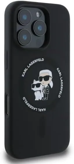 Karl Lagerfeld Silicone Karl and Choupette Hardcase with MagSafe for iphone 16 Pro Max 6.9" Black - KLHMP16XSCMKCRHK