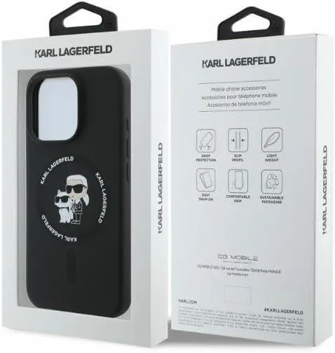 Karl Lagerfeld Silicone Karl and Choupette Hardcase with MagSafe for iphone 16 Pro Max 6.9" Black - KLHMP16XSCMKCRHK