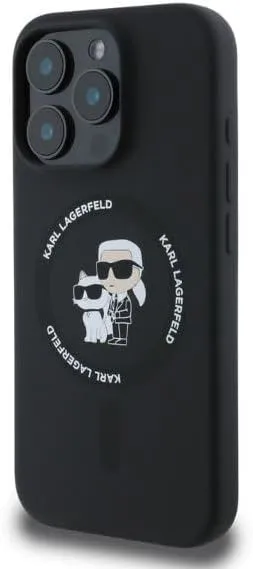 Karl Lagerfeld Silicone Karl and Choupette Hardcase with MagSafe for iphone 16 Pro Max 6.9" Black - KLHMP16XSCMKCRHK