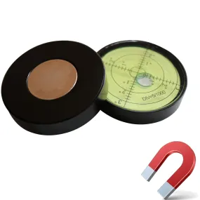 Magnetic Metal Large Spirit Bubble Level 60mm Diameter, 2 23/64, Degrees, Circular, Surface Level - Metal Housing, Bulls Eye Bullseye Vial Round, Green/Black