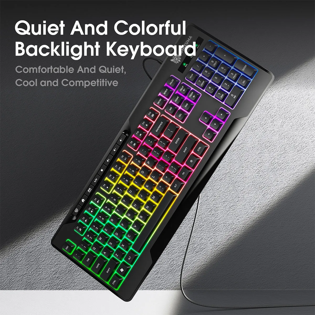 ONIKUMA G32 Wired Gaming Keyboard with RGB Backlit Matte Keycaps