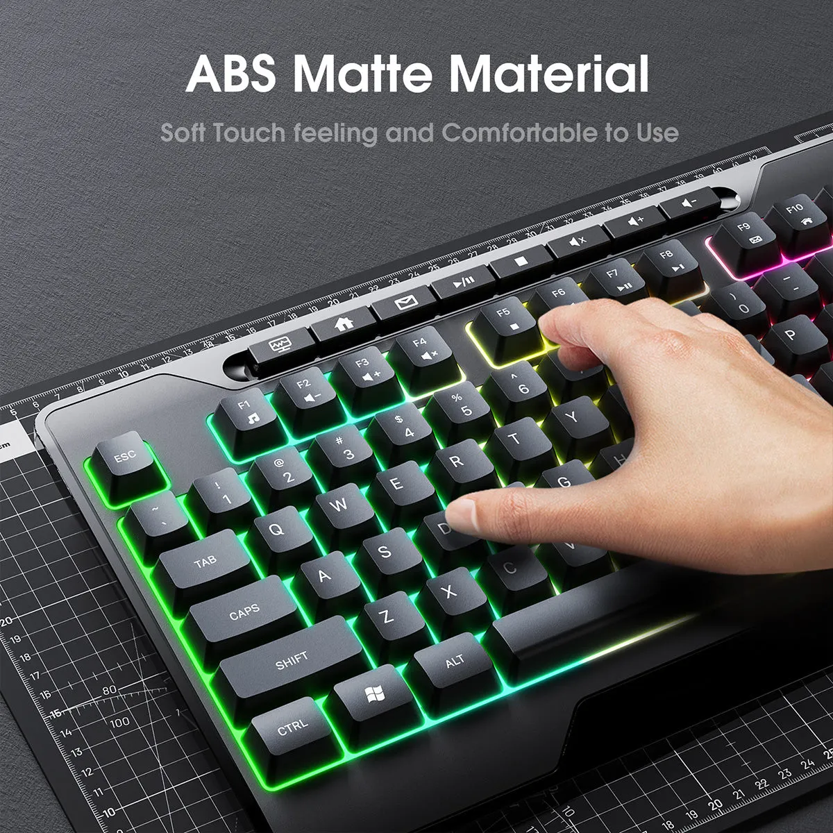 ONIKUMA G32 Wired Gaming Keyboard with RGB Backlit Matte Keycaps