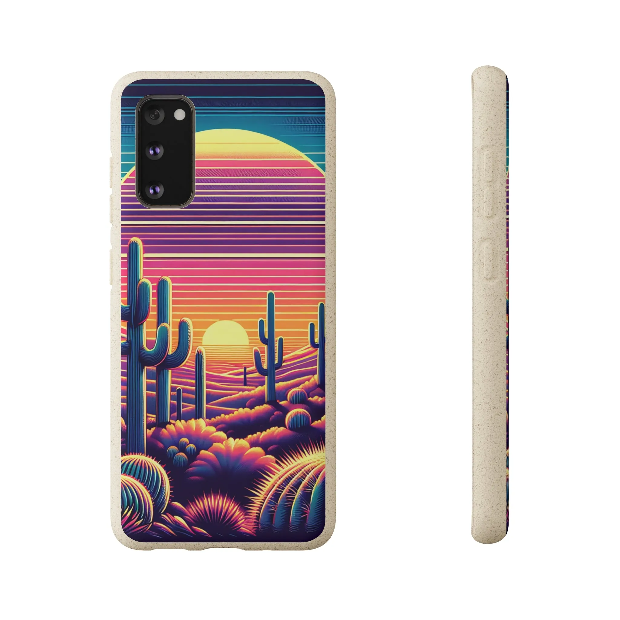 Phone Case, Sunset Desert Biodegradable Cover Matte Finish Wireless Charging, iPhone Samsung Accessories, Eco-Friendly Plant-Based Material