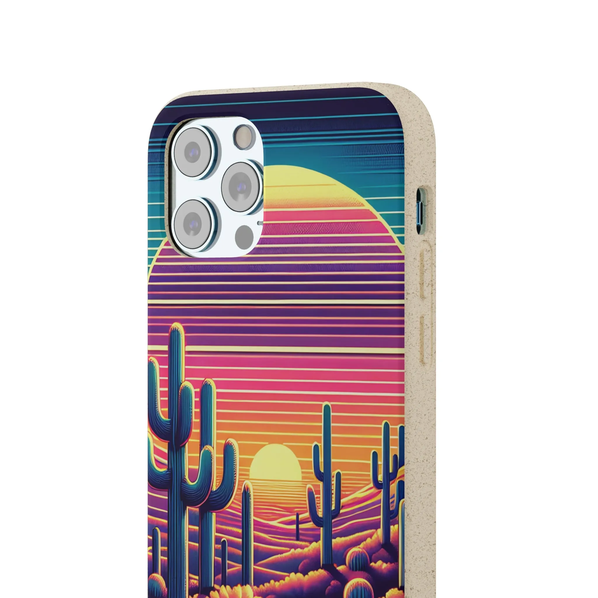 Phone Case, Sunset Desert Biodegradable Cover Matte Finish Wireless Charging, iPhone Samsung Accessories, Eco-Friendly Plant-Based Material