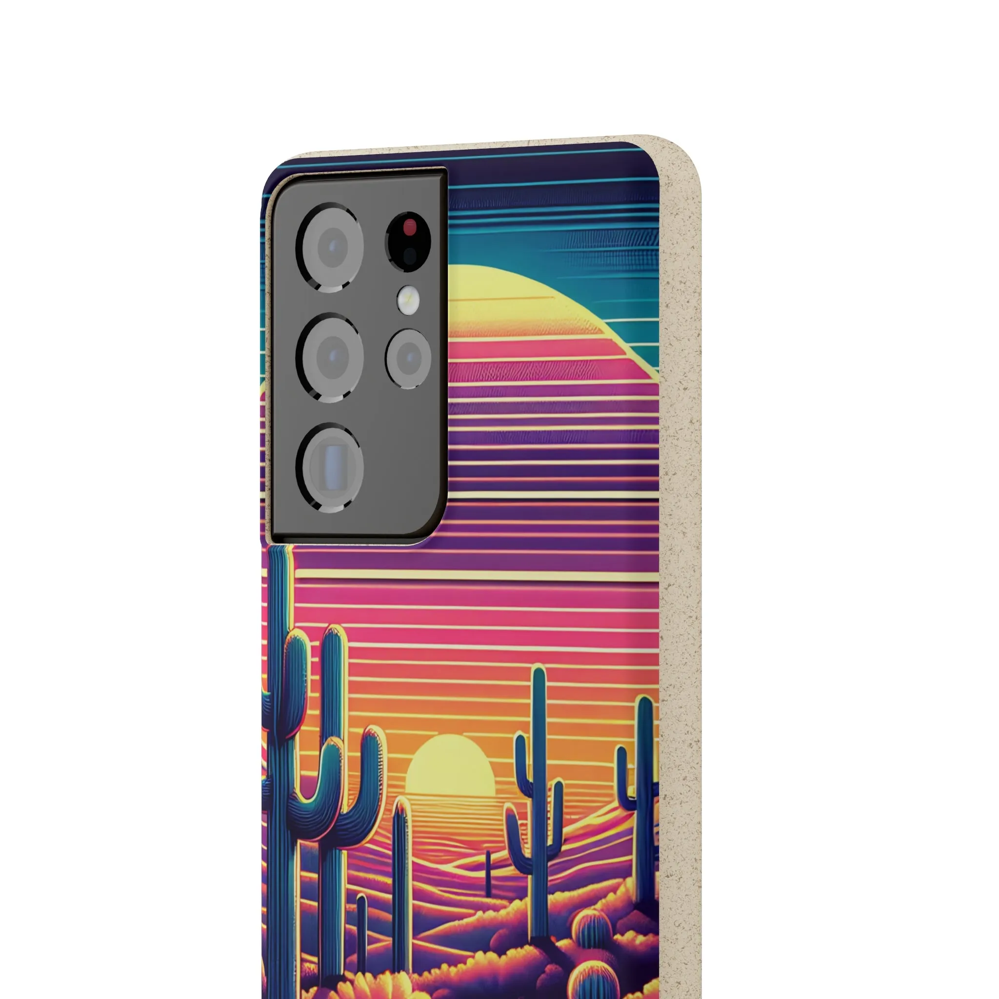 Phone Case, Sunset Desert Biodegradable Cover Matte Finish Wireless Charging, iPhone Samsung Accessories, Eco-Friendly Plant-Based Material