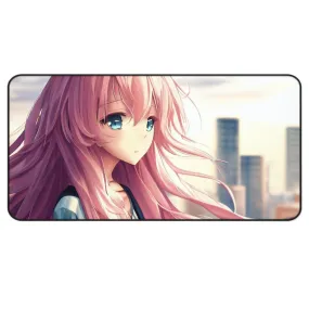 Pink Hair Anime Girl Large Computer Mouse Pad