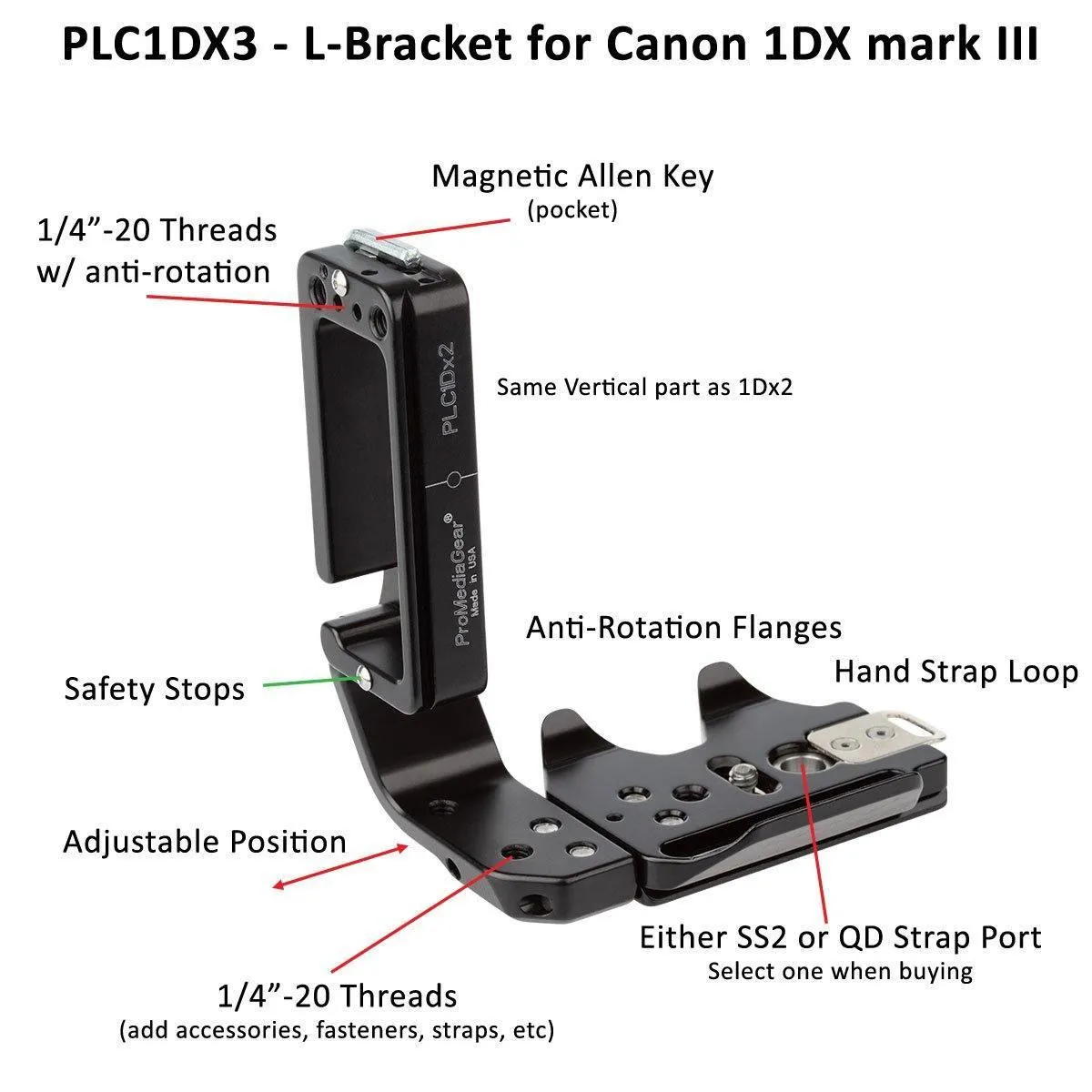 PLC1DX3 Arca-Swiss L-Bracket for Canon 1Dx Mark 3