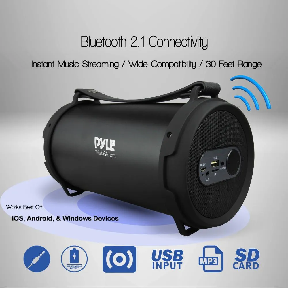 Portable Bluetooth Wireless Boombox Stereo System, Built-In Rechargeable Battery, Mp3/Usb/Micro Sd/Fm Radio