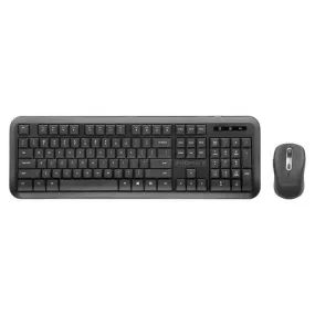 Promate Wireless Keyboard Mouse Combo USB-A/USB-C Dongle Black