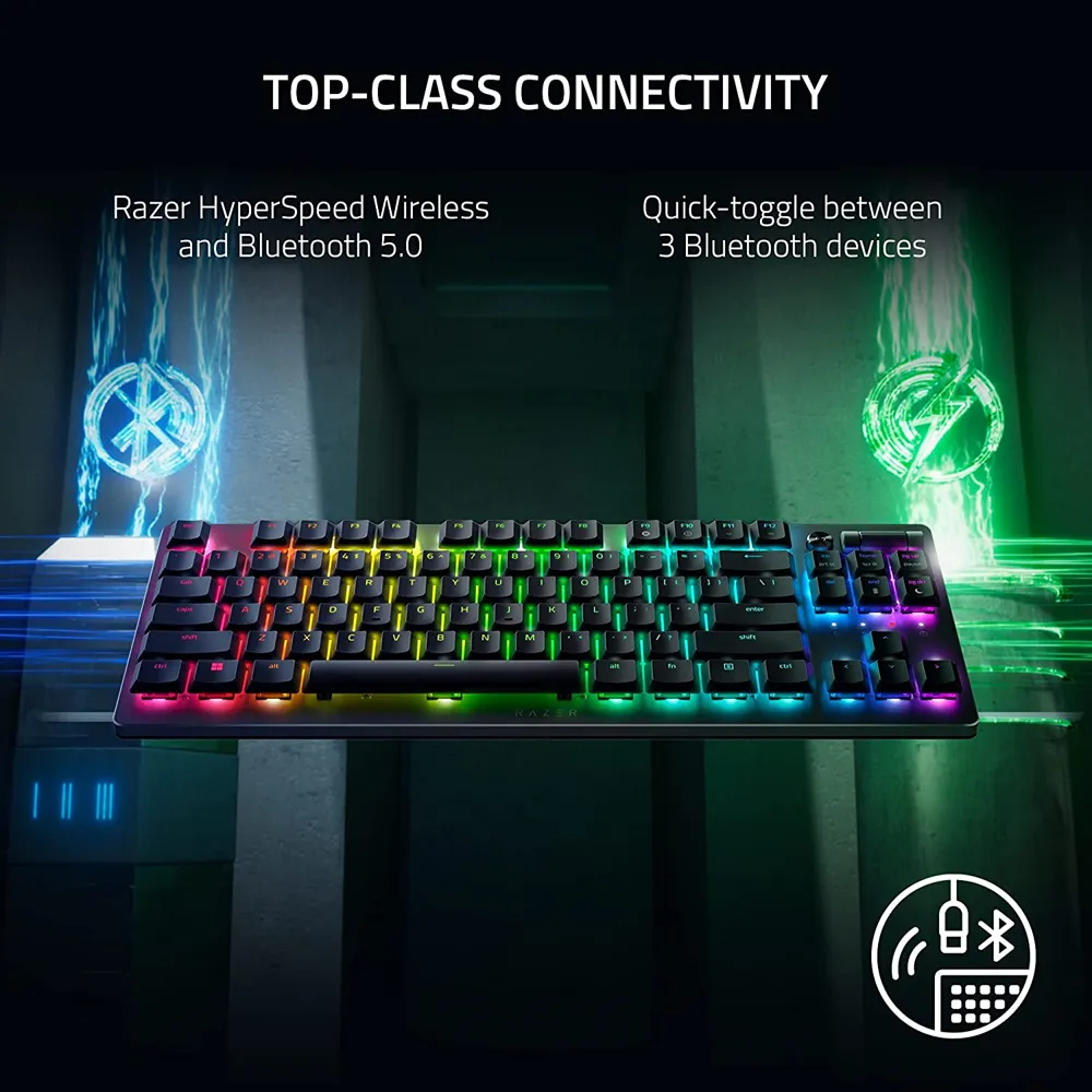 Razer Deathstalker V2 Pro Tenkeyless - Wireless Low Profile Optical Gaming Keyboard (Linear Red Switch) - White Edition