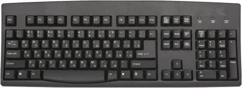 Russian-Cyrillic-English Black Computer Keyboard Wired USB (Flat Plug)-SimplyPlugo Brand Keyboard by Solidtek-Bilingual Russian Cyrillic-Keyboard,an Inputting Device