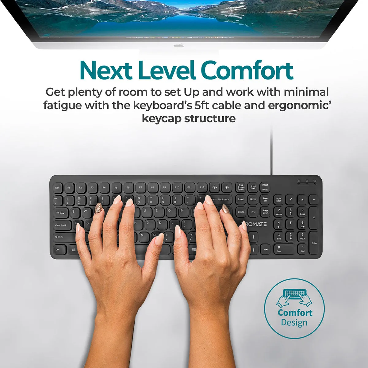 Ultra-Slim Quiet Key Wired Keyboard