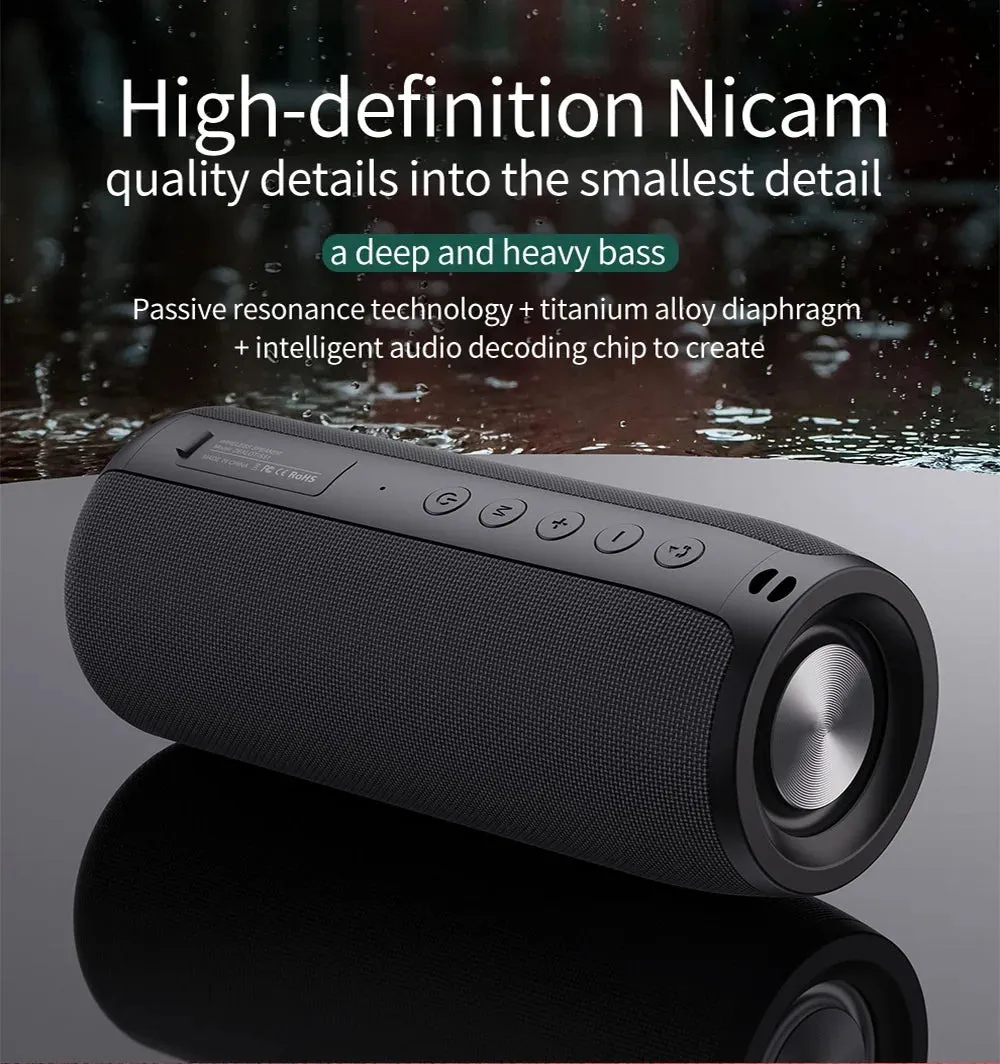 Waterproof Bluetooth Speaker, Portable Outdoor Wireless Speaker with Loud Stereo Sound, 30H Playtime,Black