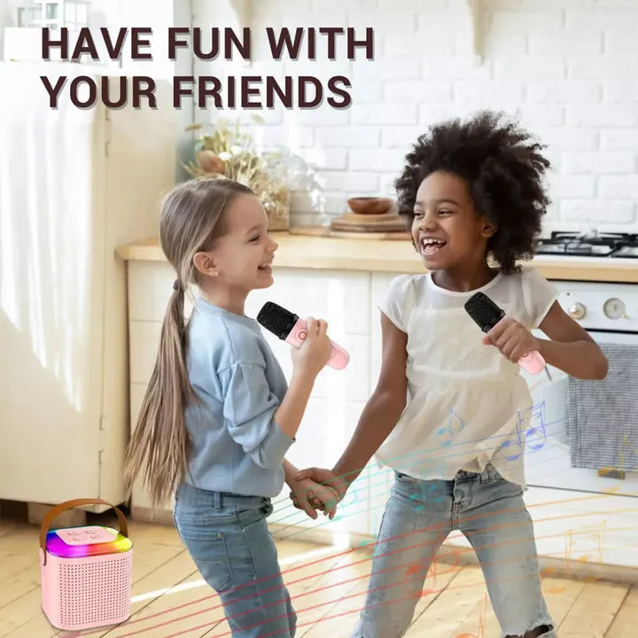 Y1 Mini Portable Karaoke Machine for Kids – Wireless Speaker with 1-2 Wireless Microphones & Single Color LED Lighting