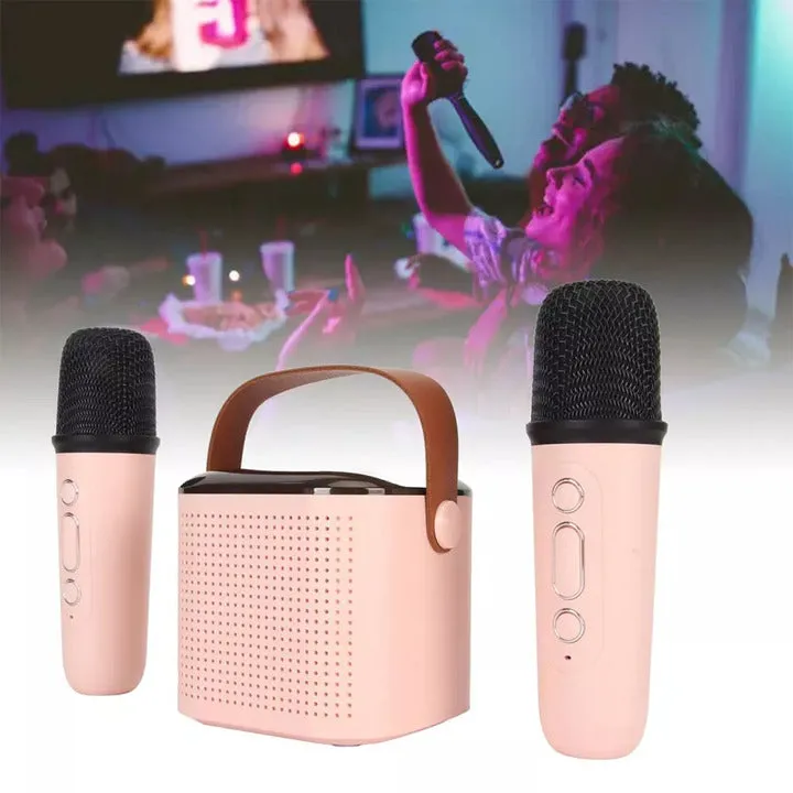 Y1 Mini Portable Karaoke Machine for Kids – Wireless Speaker with 1-2 Wireless Microphones & Single Color LED Lighting