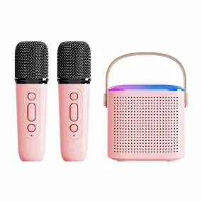 Y1 Mini Portable Karaoke Machine for Kids – Wireless Speaker with 1-2 Wireless Microphones & Single Color LED Lighting