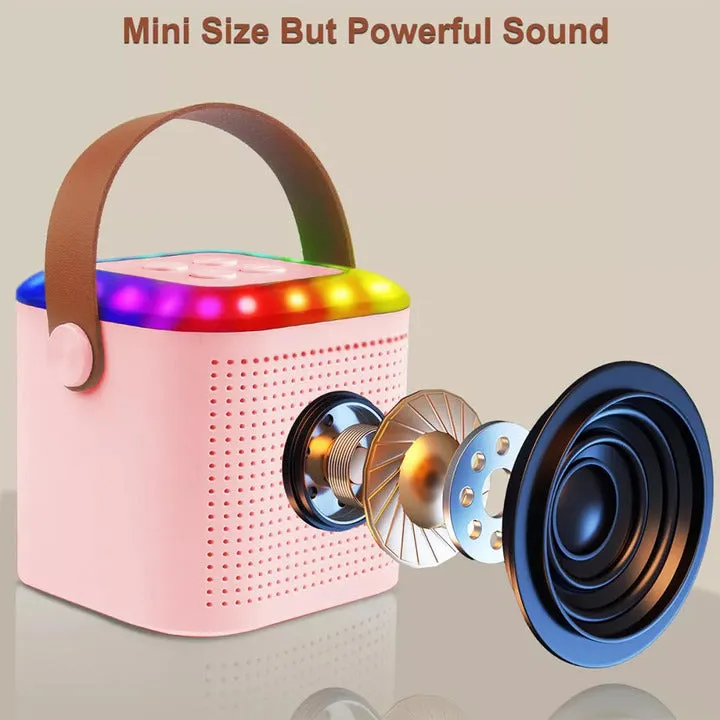 Y1 Mini Portable Karaoke Machine for Kids – Wireless Speaker with 1-2 Wireless Microphones & Single Color LED Lighting