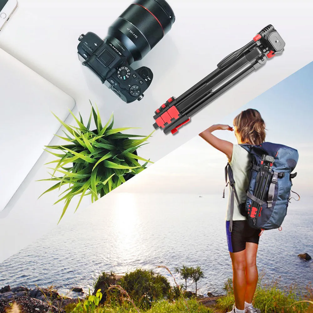 Zomei T90 Portable Tripod with Phone Clip and Bluetooth Remote Black & Red