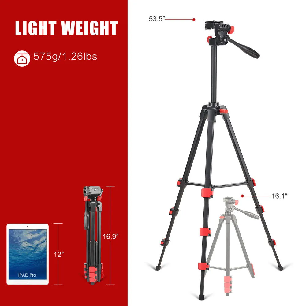 Zomei T90 Portable Tripod with Phone Clip and Bluetooth Remote Black & Red