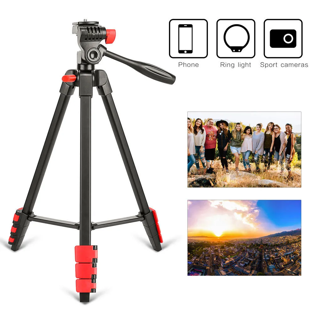 Zomei T90 Portable Tripod with Phone Clip and Bluetooth Remote Black & Red